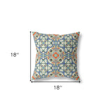 18" X 18" Blue And Orange Zippered Geometric Indoor Outdoor Throw Pillow Cover & Insert