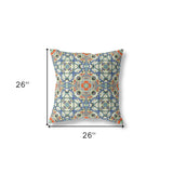 18" X 18" Blue And Orange Zippered Geometric Indoor Outdoor Throw Pillow Cover & Insert