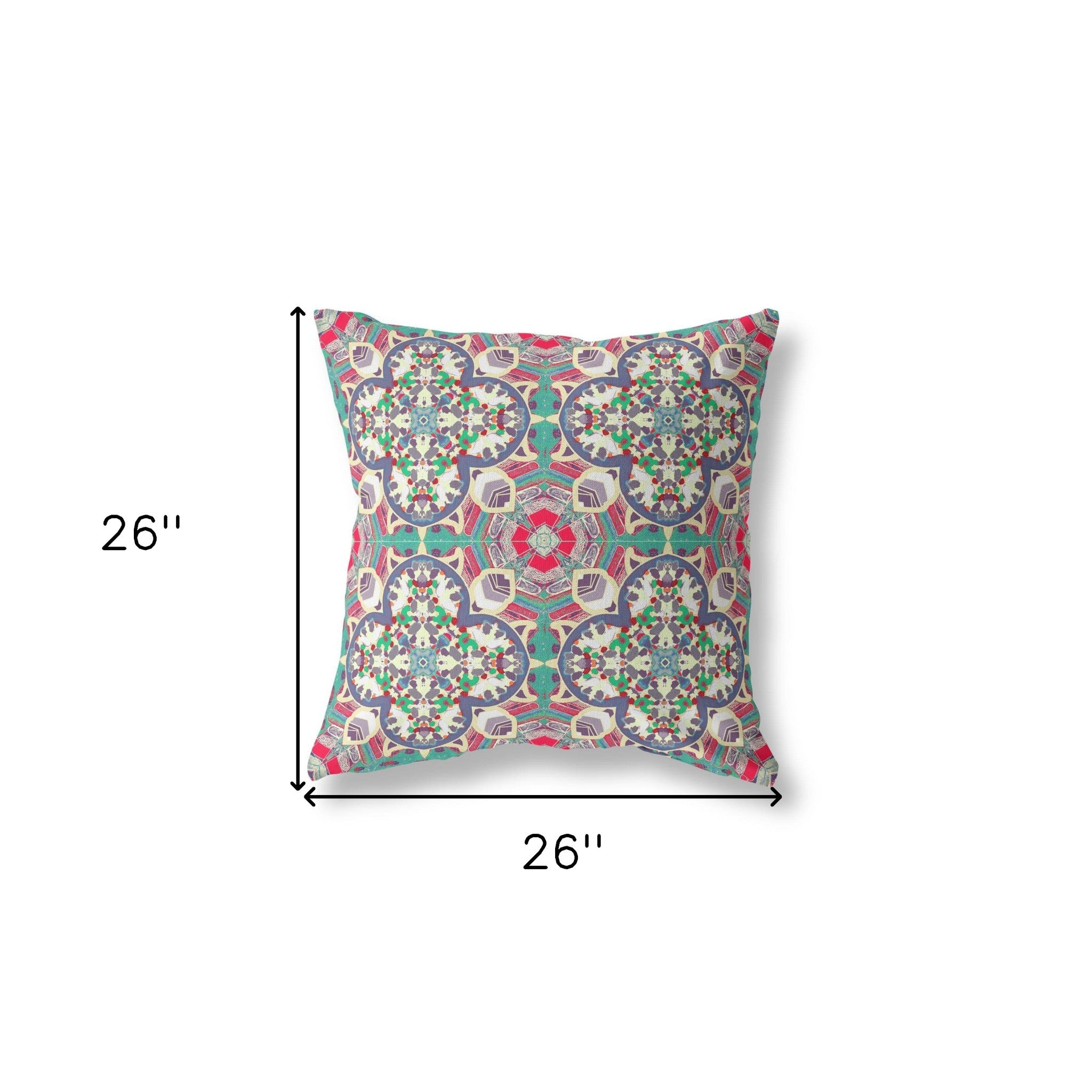 18" X 18" Pink And Green Zippered Geometric Indoor Outdoor Throw Pillow Cover & Insert