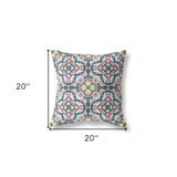 18" X 18" Green And White Zippered Geometric Indoor Outdoor Throw Pillow Cover & Insert