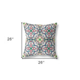 18" X 18" Green And White Zippered Geometric Indoor Outdoor Throw Pillow Cover & Insert