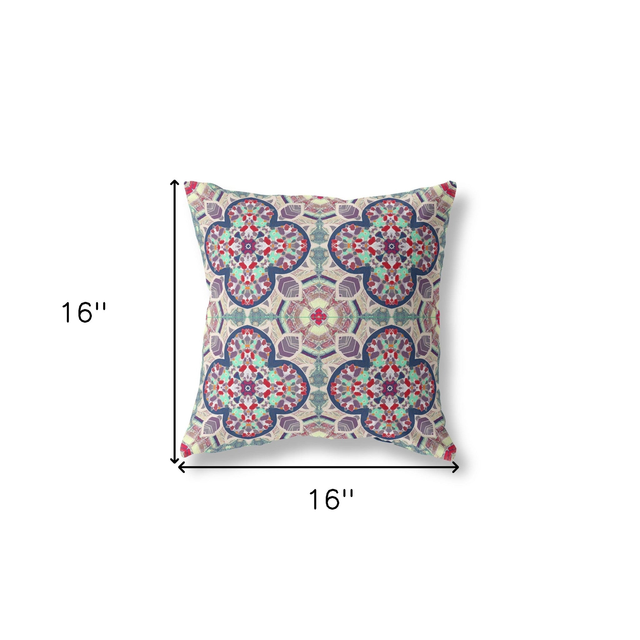 16" X 16" Mauve Zippered Geometric Indoor Outdoor Throw Pillow Cover & Insert