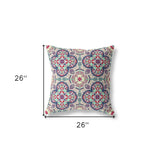 18" X 18" Mauve Zippered Geometric Indoor Outdoor Throw Pillow Cover & Insert