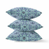 16" X 16" Aqua Zippered Geometric Indoor Outdoor Throw Pillow Cover & Insert