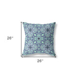 18" X 18" Aqua Zippered Geometric Indoor Outdoor Throw Pillow Cover & Insert