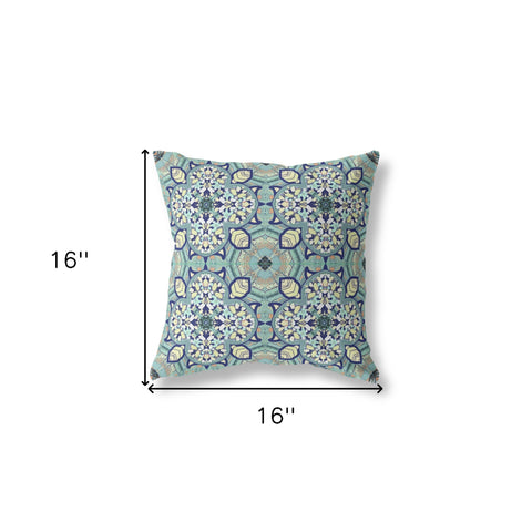 16" X 16" Cream Zippered Geometric Indoor Outdoor Throw Pillow Cover & Insert