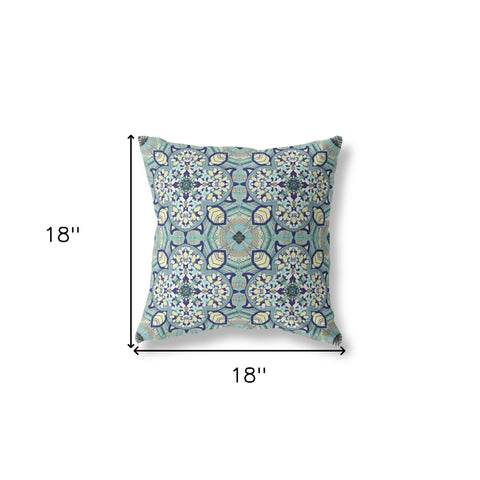 18" X 18" Cream Zippered Geometric Indoor Outdoor Throw Pillow Cover & Insert