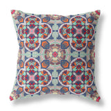 16" X 16" Blue And Orange Zippered Geometric Indoor Outdoor Throw Pillow Cover & Insert