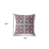 16" X 16" Blue And Orange Zippered Geometric Indoor Outdoor Throw Pillow Cover & Insert