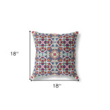 18" X 18" Blue And Orange Zippered Geometric Indoor Outdoor Throw Pillow Cover & Insert