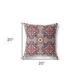 18" X 18" Orange Zippered Geometric Indoor Outdoor Throw Pillow Cover & Insert