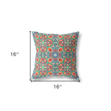 16" X 16" Orange Zippered Geometric Indoor Outdoor Throw Pillow Cover & Insert