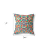 18" X 18" Orange Zippered Geometric Indoor Outdoor Throw Pillow Cover & Insert