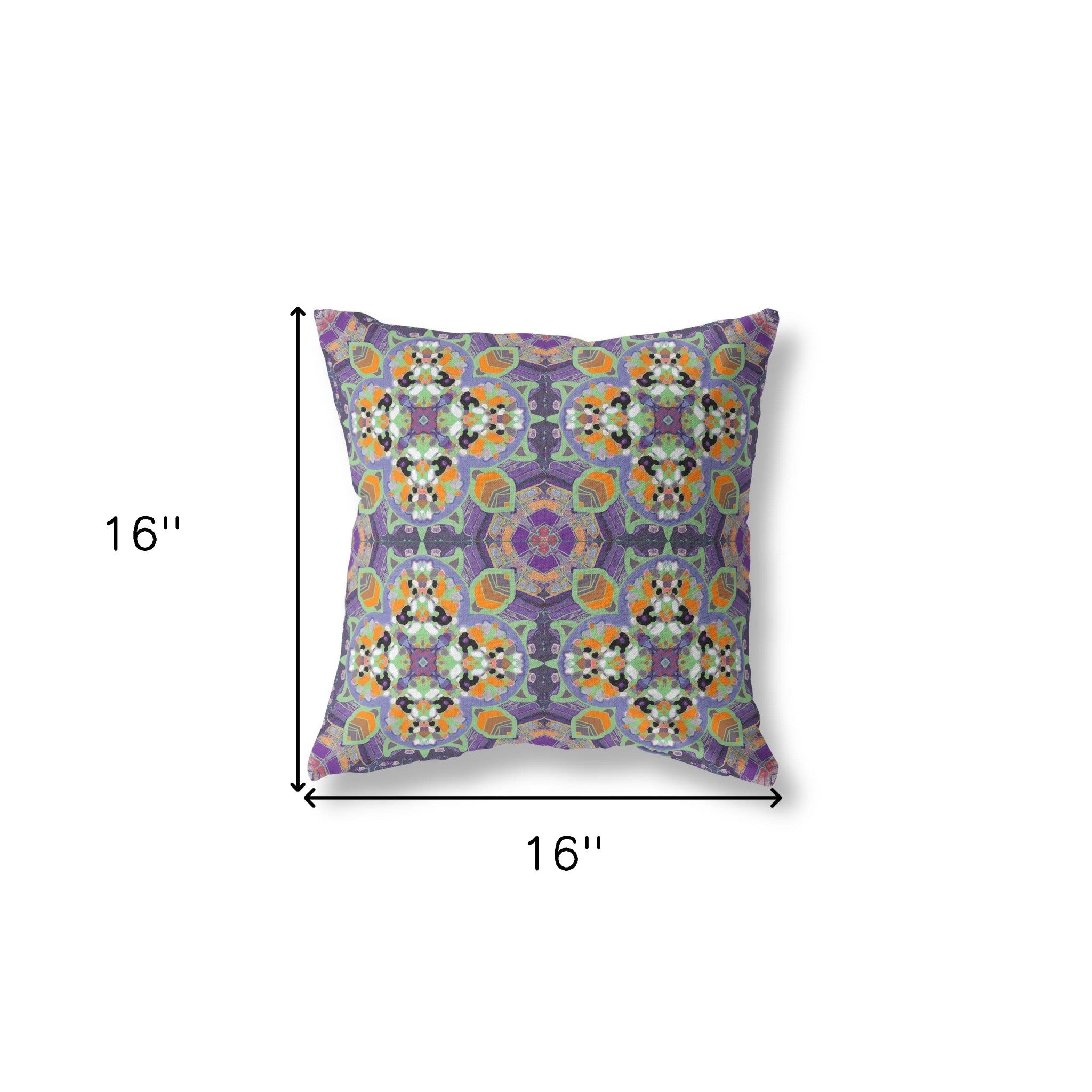 16" X 16" Purple Zippered Geometric Indoor Outdoor Throw Pillow Cover & Insert