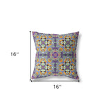 16" X 16" Purple Zippered Geometric Indoor Outdoor Throw Pillow Cover & Insert