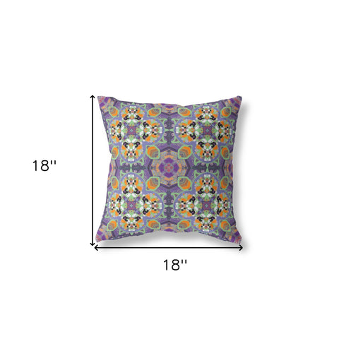 18" X 18" Purple Zippered Geometric Indoor Outdoor Throw Pillow Cover & Insert