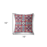 16" X 16" Red Zippered Geometric Indoor Outdoor Throw Pillow Cover & Insert