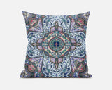 16" X 16" Blue And Pink Zippered Geometric Indoor Outdoor Throw Pillow Cover & Insert