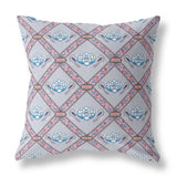 16"x16" Gray Blue Pink Zippered Suede Geometric Throw Pillow