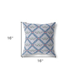 16"x16" Gray Sea Blue Pink Zippered Suede Geometric Throw Pillow