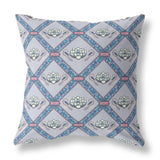 18"x18" Gray Sea Blue Pink Zippered Suede Geometric Throw Pillow