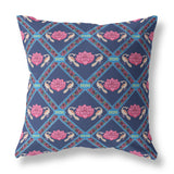 16"x16" Indigo Pink Zippered Suede Geometric Throw Pillow