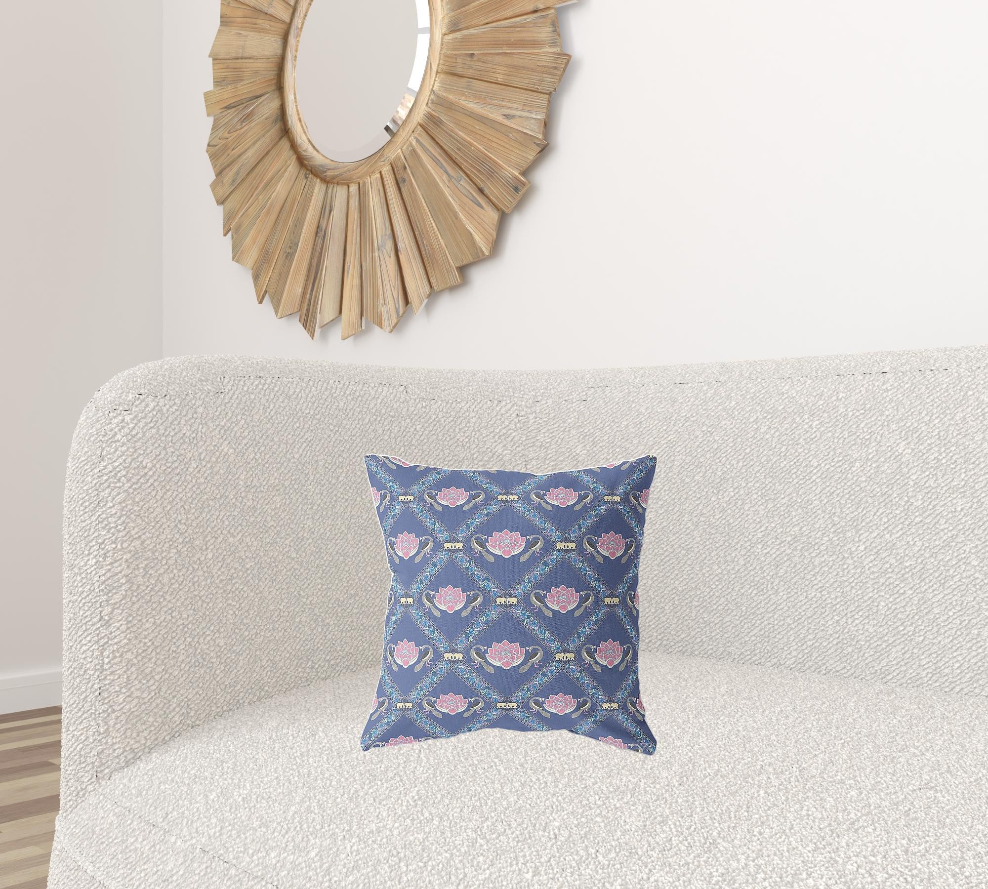 16"x16" Purple Blue Pink Zippered Suede Geometric Throw Pillow