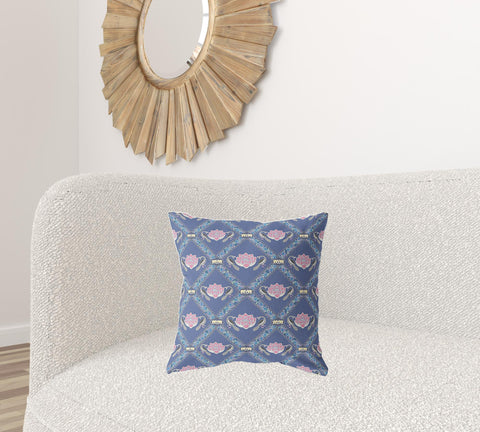 18"x18" Purple Blue Pink Zippered Suede Geometric Throw Pillow