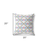 18"x18" White Blue Gray Zippered Suede Geometric Throw Pillow