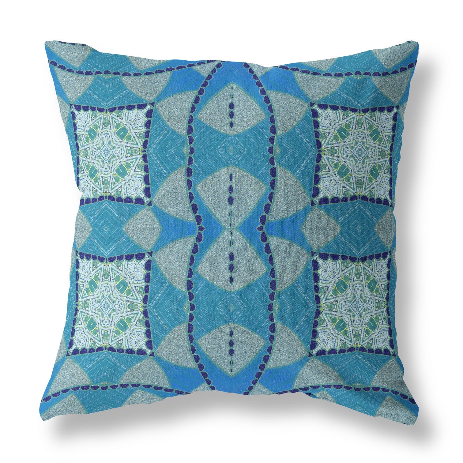 16"x16" Aqua Sky Blue Zippered Suede Geometric Throw Pillow