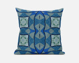 16"x16" Aqua Sky Blue Zippered Suede Geometric Throw Pillow