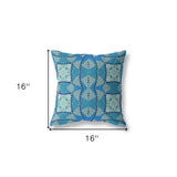 16"x16" Aqua Sky Blue Zippered Suede Geometric Throw Pillow