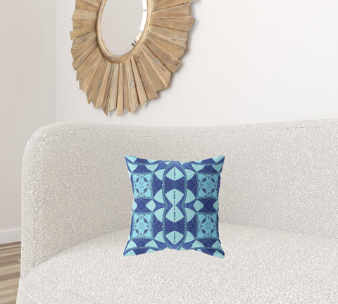 16"x16" Blue Sky Blue Zippered Suede Geometric Throw Pillow