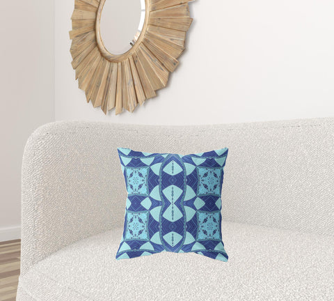 18"x18" Blue Sky Blue Zippered Suede Geometric Throw Pillow