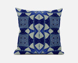 16"x16" Dark Muted Blue Zippered Suede Geometric Throw Pillow