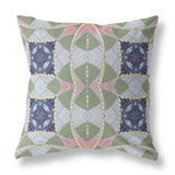 16"x16" Green Pink Indigo Zippered Suede Geometric Throw Pillow