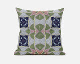 18"x18" Green Pink Indigo Zippered Suede Geometric Throw Pillow