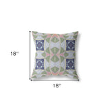 18"x18" Green Pink Indigo Zippered Suede Geometric Throw Pillow