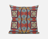 18"x18" Red Orange Indigo Zippered Suede Geometric Throw Pillow