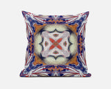 18"x18" Blue Orange Muted Yellow White Zippered Suede Geometric Throw Pillow