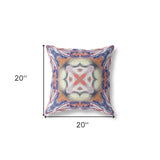 18"x18" Blue Orange Muted Yellow White Zippered Suede Geometric Throw Pillow