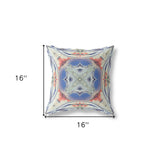 16"x16" Cream Peach Evening Blue Zippered Suede Geometric Throw Pillow