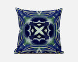 16"x16" Evening Blue Green Zippered Suede Geometric Throw Pillow