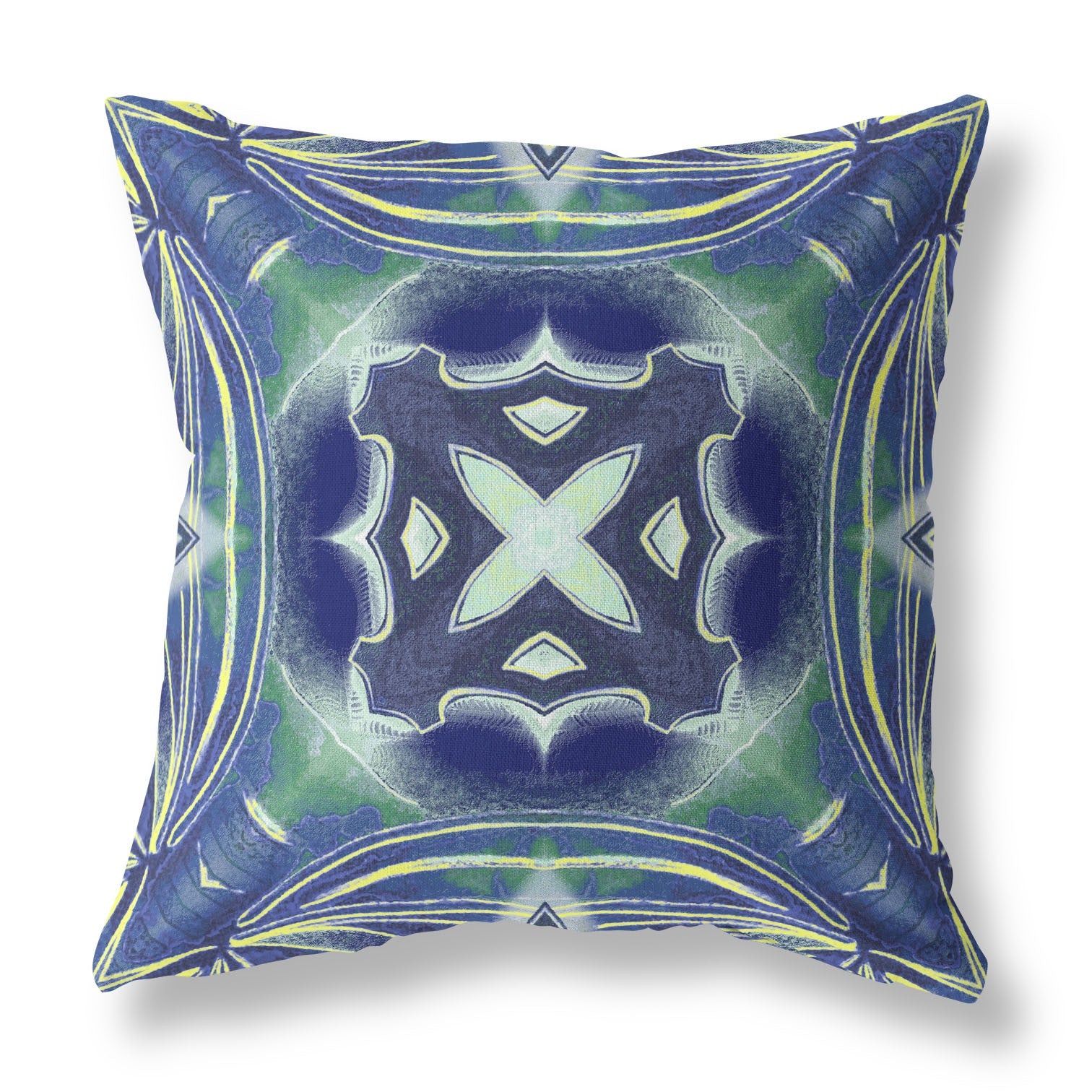 18"x18" Evening Blue Green Zippered Suede Geometric Throw Pillow