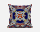 16"x16" Gray Red Orange Midnight Blue Zippered Suede Geometric Throw Pillow