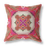 16"x16" Hot Pink Gray Zippered Suede Geometric Throw Pillow