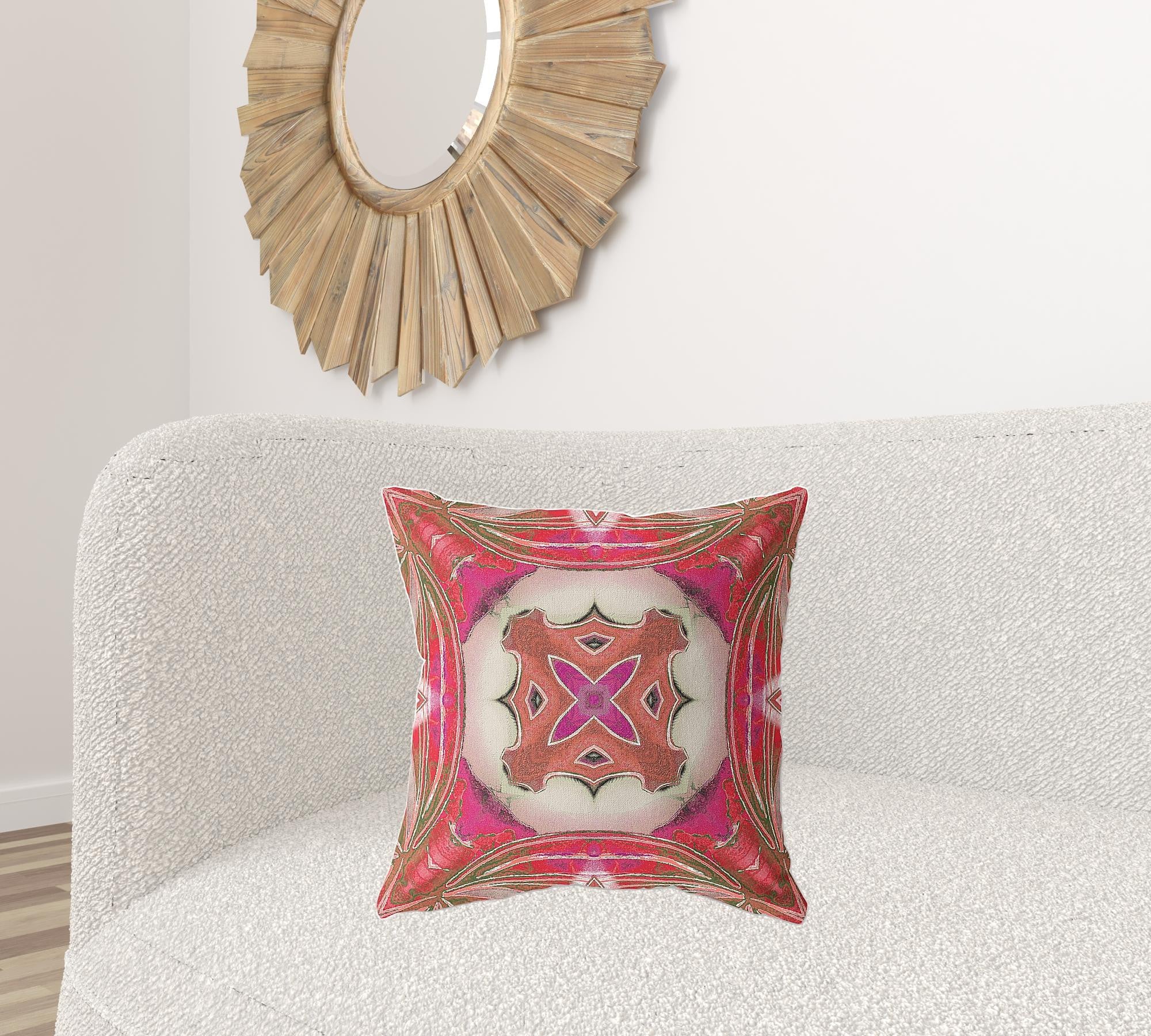 18"x18" Hot Pink Gray Zippered Suede Geometric Throw Pillow