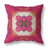 16"x16" Hot Pink Zippered Suede Geometric Throw Pillow