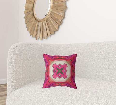 16"x16" Hot Pink Zippered Suede Geometric Throw Pillow