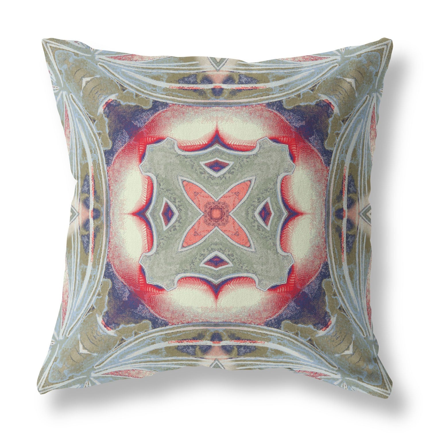 18" X 18" Muted Pink Zippered Geometric Indoor Outdoor Throw Pillow